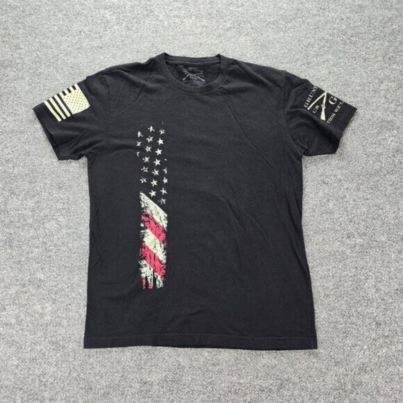 Grunt Style Tshirt Mens Medium‎ Black Short Sleeve Military Patriotic Flag - Picture 1 of 6